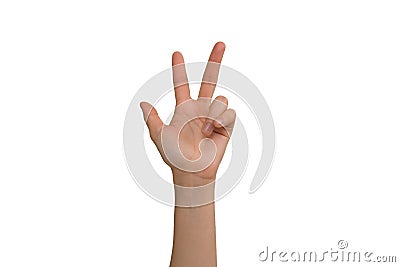 Young Lady's Left Three Fingers Stock Photo