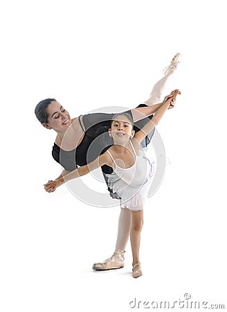 Young little girl ballerina learning dance lesson Stock Photo