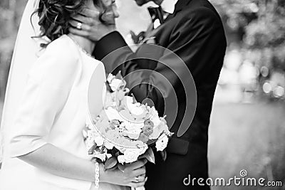 Young lovely and cheerfull wedding couple Stock Photo