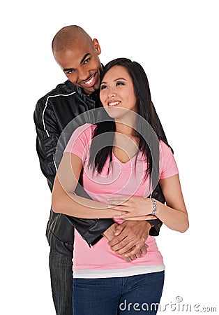 Young loving couple smiling Stock Photo