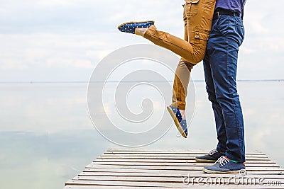 A young loving hipster couple have fun. Stock Photo