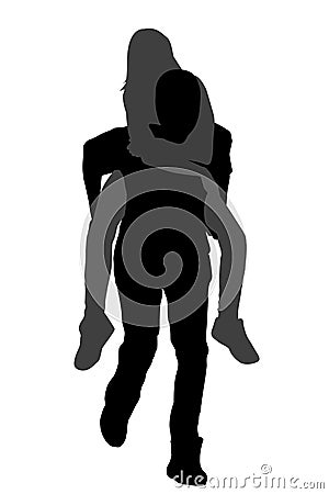 Young male carrying his girlfriend piggyback Vector Illustration