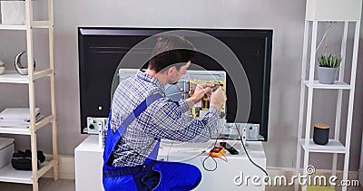 Young male electrician Stock Photo
