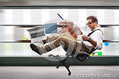 Young male employee is falling Stock Photo