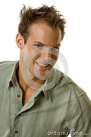 Young male with modern haircut Stock Photo