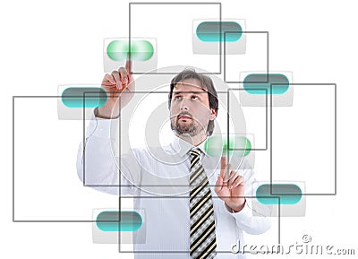 Young male person pressing digital buttons Stock Photo