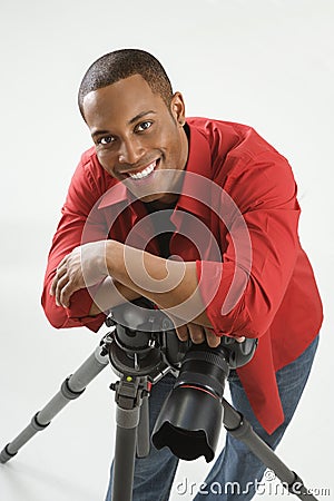 Young male photographer. Stock Photo