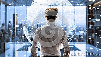 Young Male Programmer Engaged in AI Engineering LISP Stock Photo