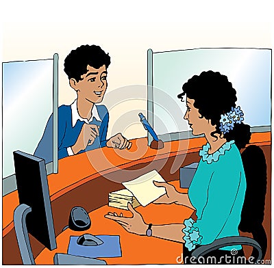 Vector image. Business conversation in the service sector Vector Illustration