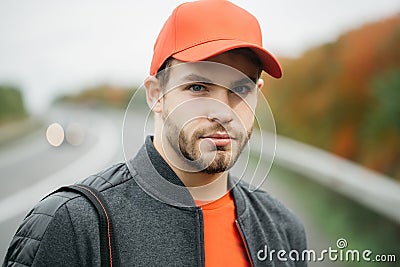 Young man in baseball cap Stock Photo