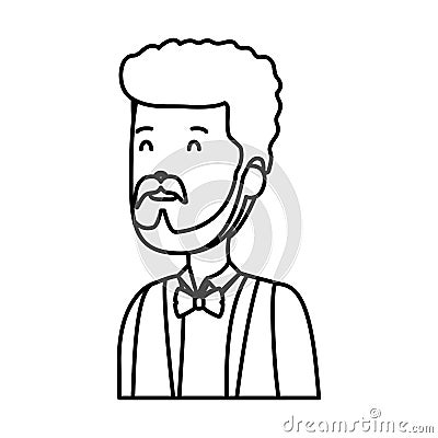 Young man with beard character Vector Illustration