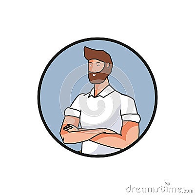 young man with beard character Cartoon Illustration