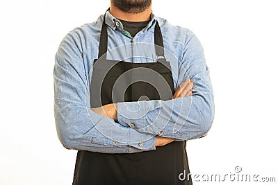 Young man with black apron Stock Photo