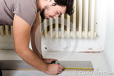 Young man bricolage working Stock Photo