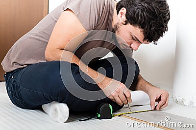 Young man bricolage working Stock Photo