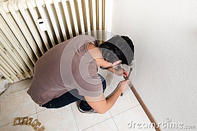 Young man bricolage working Stock Photo