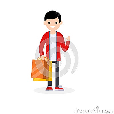 Cartoon flat illustration - Shopping bag Stock Photo