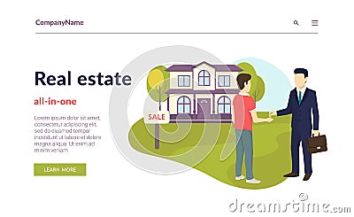 Young man is buying a new house Vector Illustration