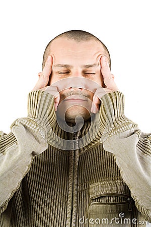 Young man with concentration Stock Photo