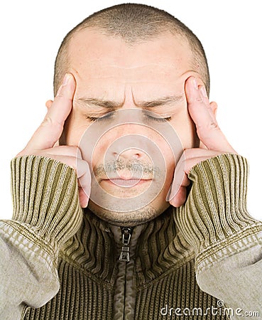 Young man with concentration expression Stock Photo