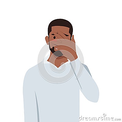 Young man disappointed man with facepalm gesture, feeling shame Cartoon Illustration