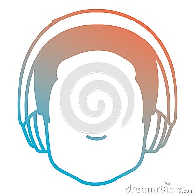 Young man with earphones Vector Illustration