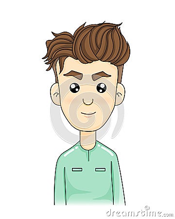 Young man face Korean hair style . Vector Illustration