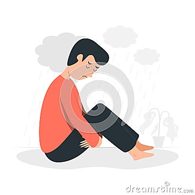 Young man feeling sad and alone. mental health concept illustration Vector Illustration