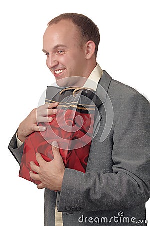 A young man with a gift. Stock Photo