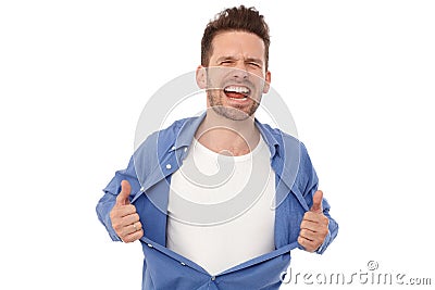 Young man having a nervous breakdown Stock Photo