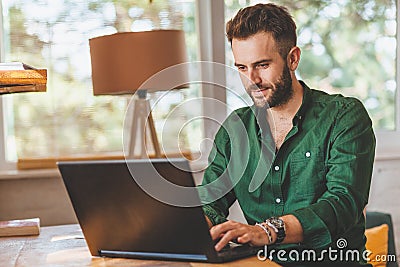 Young man having stressful time working Stock Photo