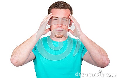 Young man with a headache Stock Photo