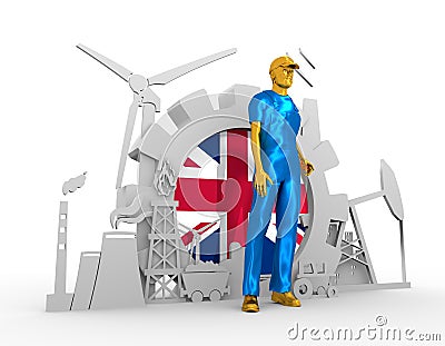 Young man and industrial isometric icons set Stock Photo