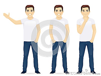 Young man in jeans Vector Illustration