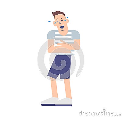 Young man is laughing, tears of joy Stock Photo