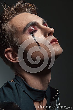 Young Man With Make Up And Painted Tears Stock Photo - Image: 49916997