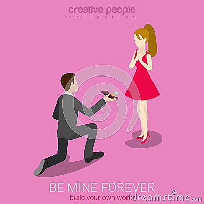 Young man making proposal Vector Illustration