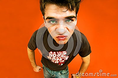Young Man Making a Silly Face Stock Photo