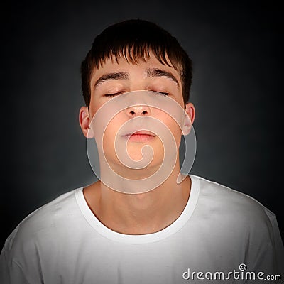 Young Man meditate Stock Photo