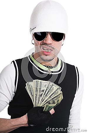The young man with money Stock Photo