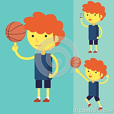 Young man playing basketball Vector Illustration