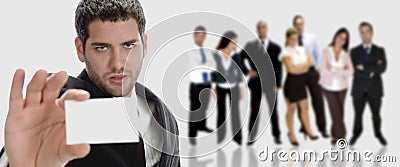 Young man presenting identity card Stock Photo