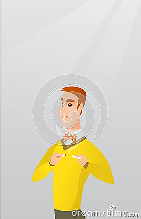 Young man quitting smoking vector illustration. Vector Illustration