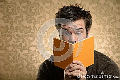 Young Man Reading Book Stock Photo