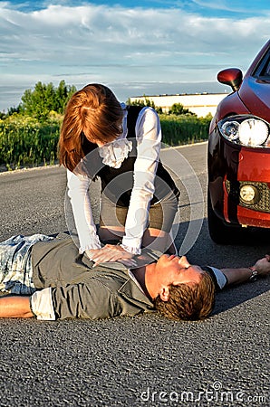 Young man reanimation Stock Photo