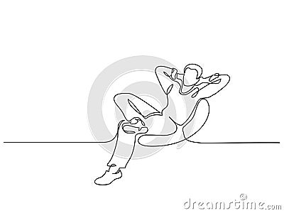 Young man relaxing and in chair sitting Vector Illustration