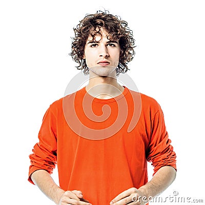 Young man serious looking at camera portrait Stock Photo