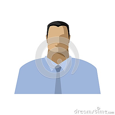 Young man in shirt and tie, flat color image portrait, icon, male avatar Vector Illustration