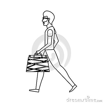 Young man with shopping bag Vector Illustration