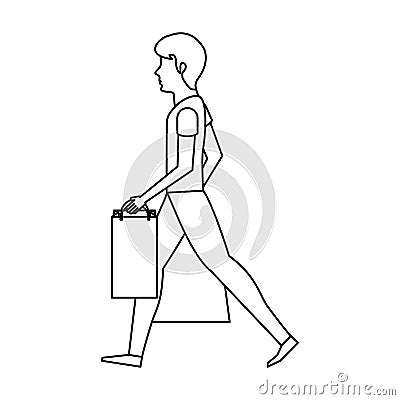 Young man with shopping bag Vector Illustration